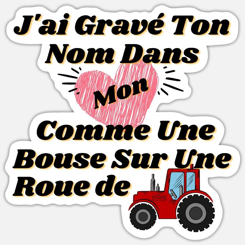 j ai gravé ton nom dans mon cœur comme une roue - Sticker taille S (10 x 10 cm) - blanc mat