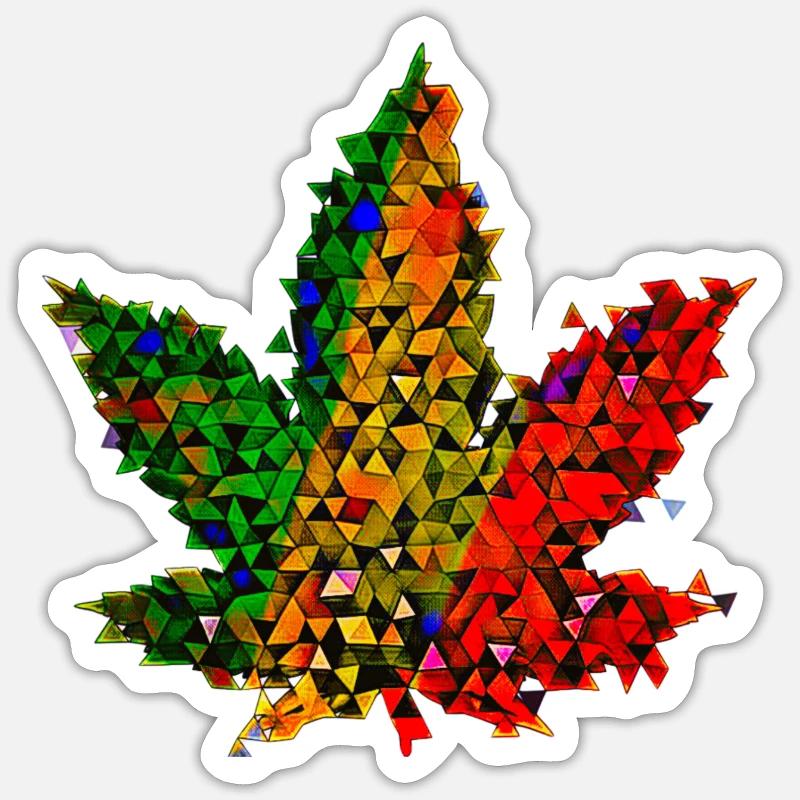 🥦 Hemp Leaf - Low Poly - Reggae Version 🥦 Weed Sticker size S (10 x 10 cm)