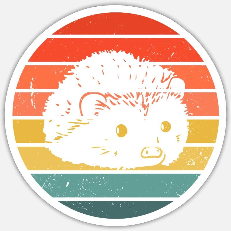 Hedgie Retro Sunset Hedgehog - Sticker size S (10 x 10 cm) - white matte