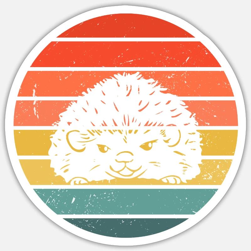 Hedgie Retro Sunset Hedgehog - Sticker size S (10 x 10 cm) - white matte