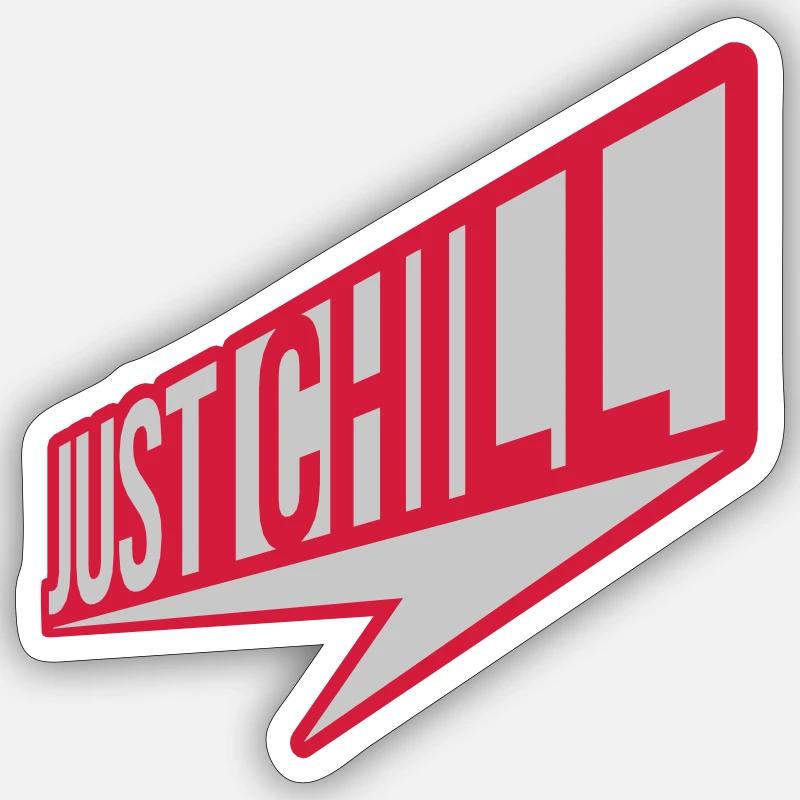 Just Chill Text Logo - Sticker taille S (10 x 10 cm) - blanc mat