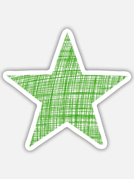 grüner Stern, green star - Sticker Größe S (10 x 10 cm) - Mattweiß