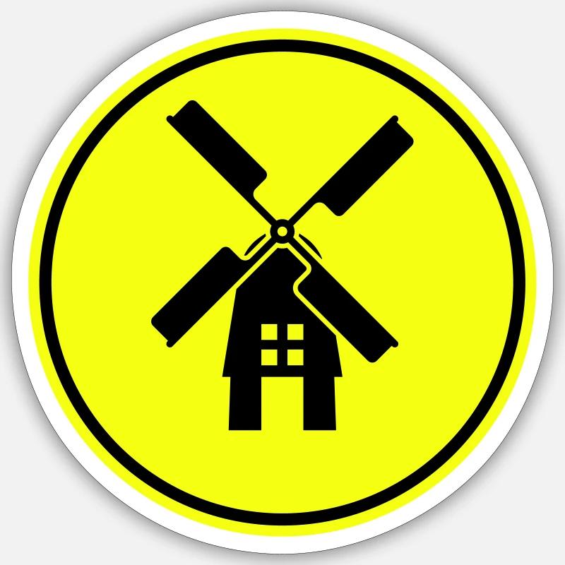 Windmühle Ivon Silhouette - Sticker Größe S (10 x 10 cm) - Mattweiß