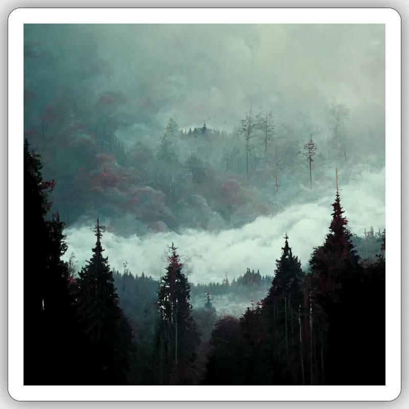 Dunkler Wald - Sticker Größe S (10 x 10 cm) - Mattweiß