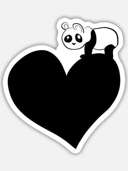 panda herz tierliebe bär - Sticker Größe S (10 x 10 cm) - Mattweiß