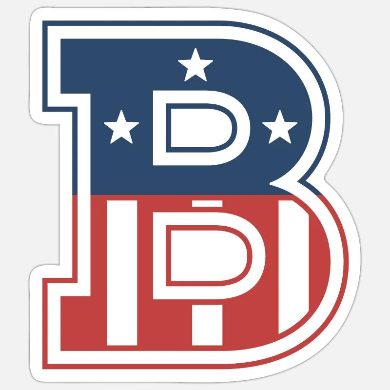 Buchstabe B USA - Sticker Größe S (10 x 10 cm) - Mattweiß