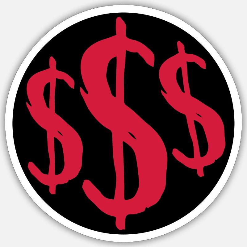 Signe riche de 3 dollars - Sticker taille S (10 x 10 cm) - blanc mat