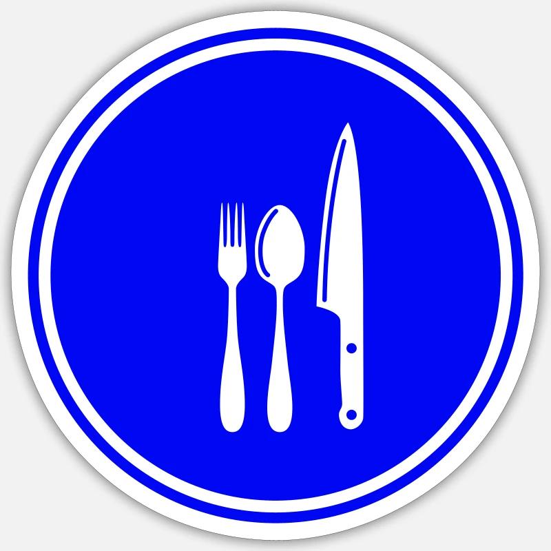 Gabel Besteck - Sticker Größe S (10 x 10 cm) - Mattweiß