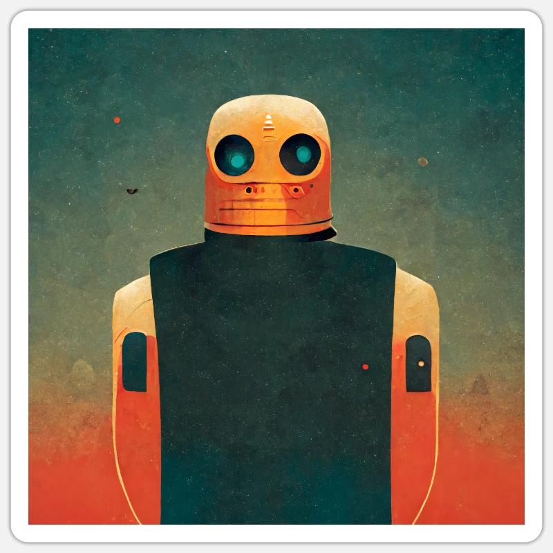 Simpler Roboter Sticker Größe S (10 x 10 cm)