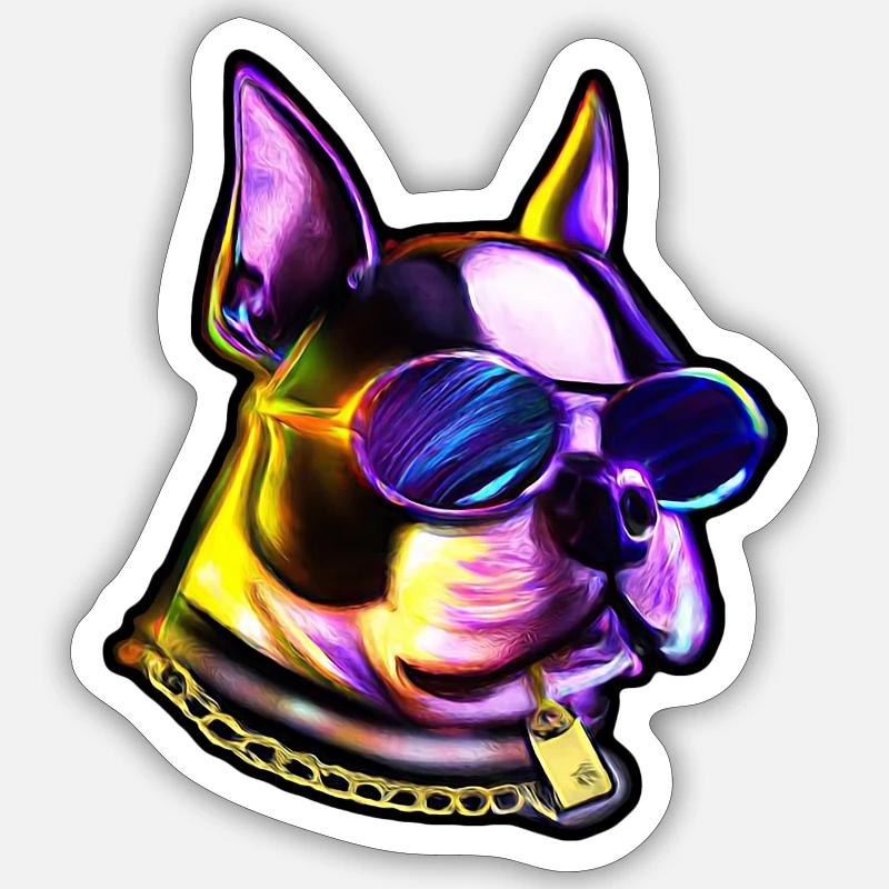 Synthwave Boston - Sticker size S (10 x 10 cm) - white matte
