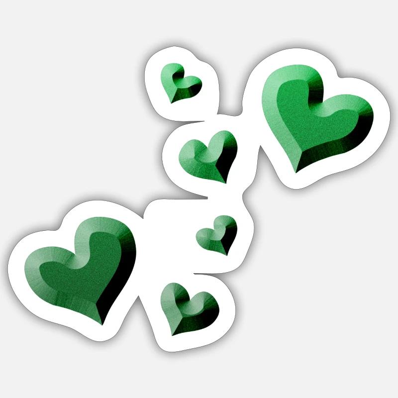 green heart pattern glitter - Sticker size S (10 x 10 cm) - white matte