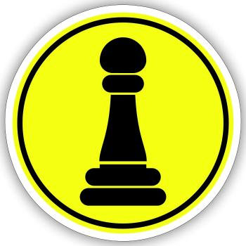 Läufer Bauer Schachfigur - Sticker Größe S (10 x 10 cm) - Mattweiß - Vorne