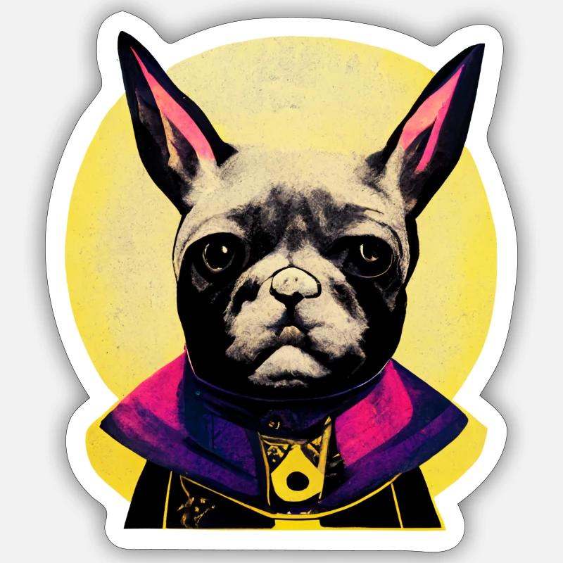 Frenchie der Zauberer - Sticker Größe S (10 x 10 cm) - Mattweiß