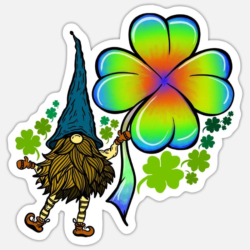Gnome Tie Dye Trèfle Trèfle Saint-Patrick Sticker taille S (10 x 10 cm)