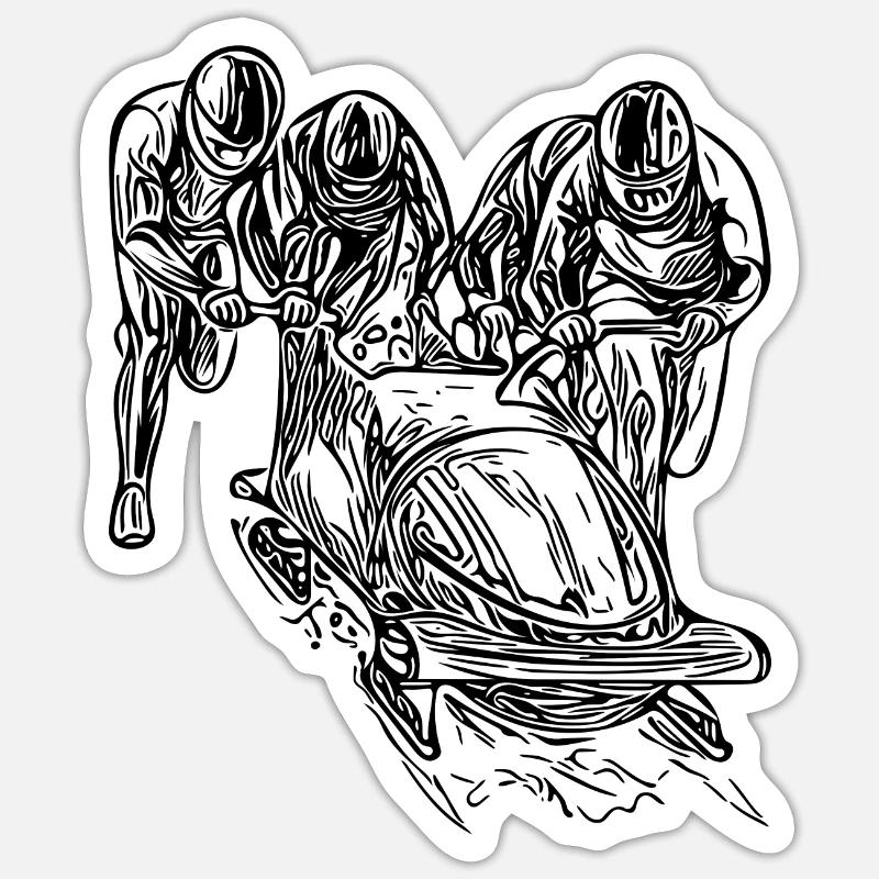 Bobfahrer Viererbob im Eiskanal Sticker Größe S (10 x 10 cm)