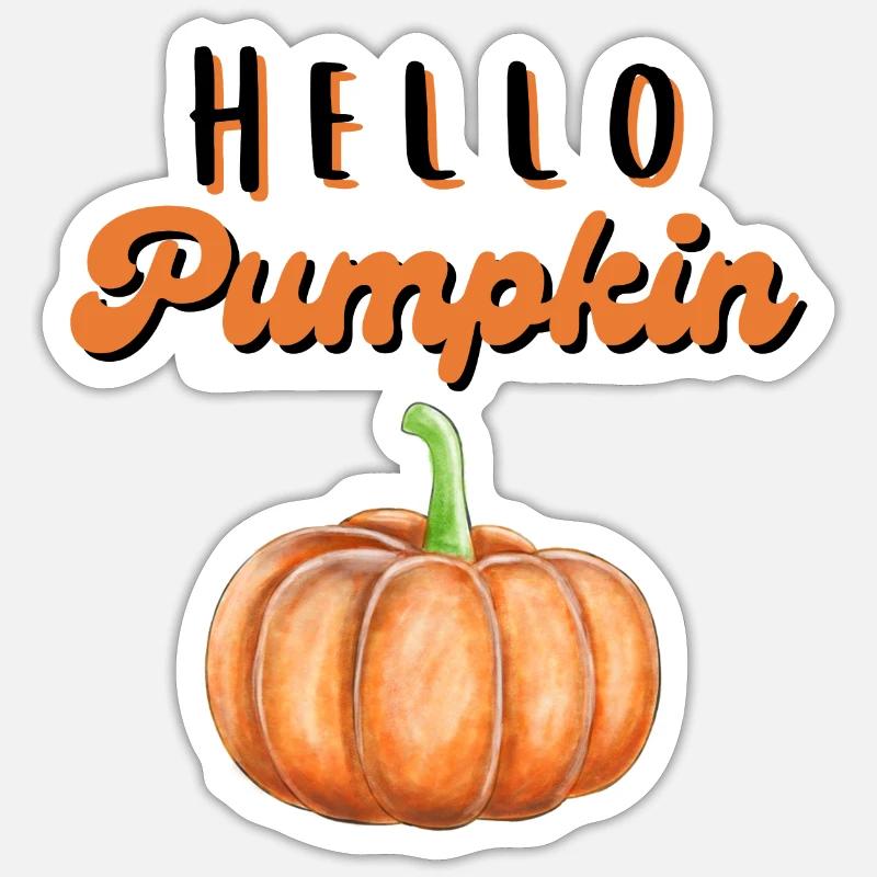 hello pumpkin - Sticker taille S (10 x 10 cm) - blanc mat