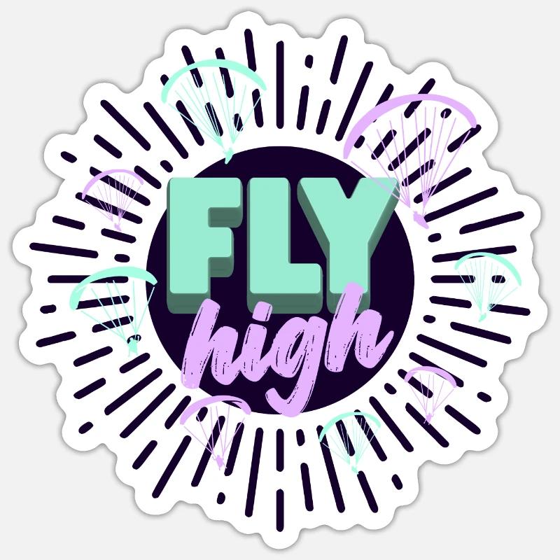 FLY high paraglider - Sticker size S (10 x 10 cm) - white matte
