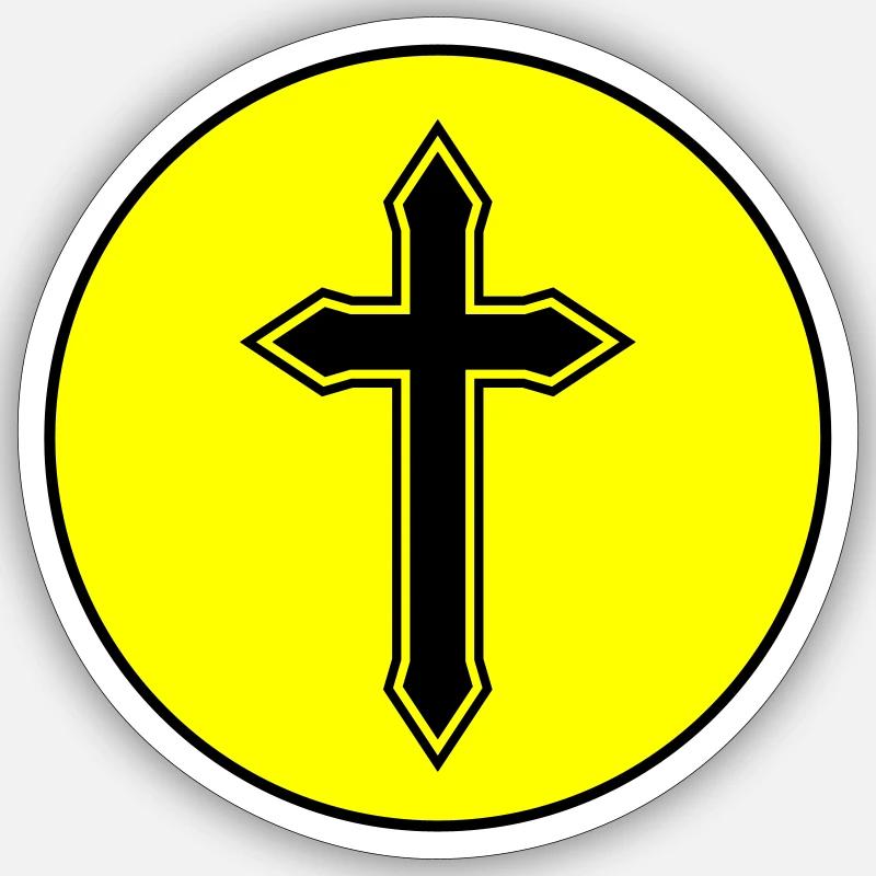 Cross Circle - Sticker size S (10 x 10 cm) - white matte