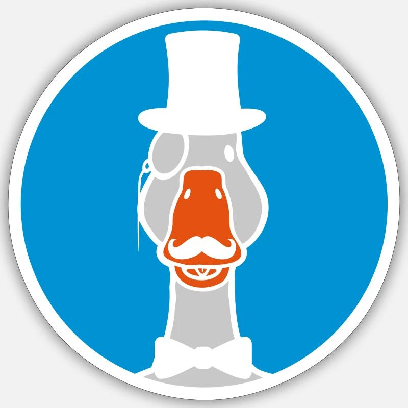 Comic Gans Sir Monokel - Sticker Größe S (10 x 10 cm) - Mattweiß