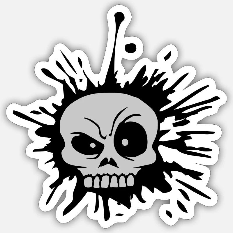 Éclaboussure de couleur Skeptical Facial Expression Skull Sticker taille S (10 x 10 cm)