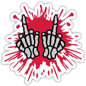 Color blob of middle finger bone hands - Sticker size S (10 x 10 cm) - white matte - Front