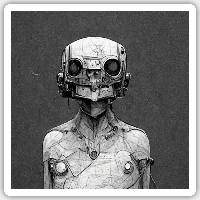 Half human Half robot - Sticker size S (10 x 10 cm) - white matte