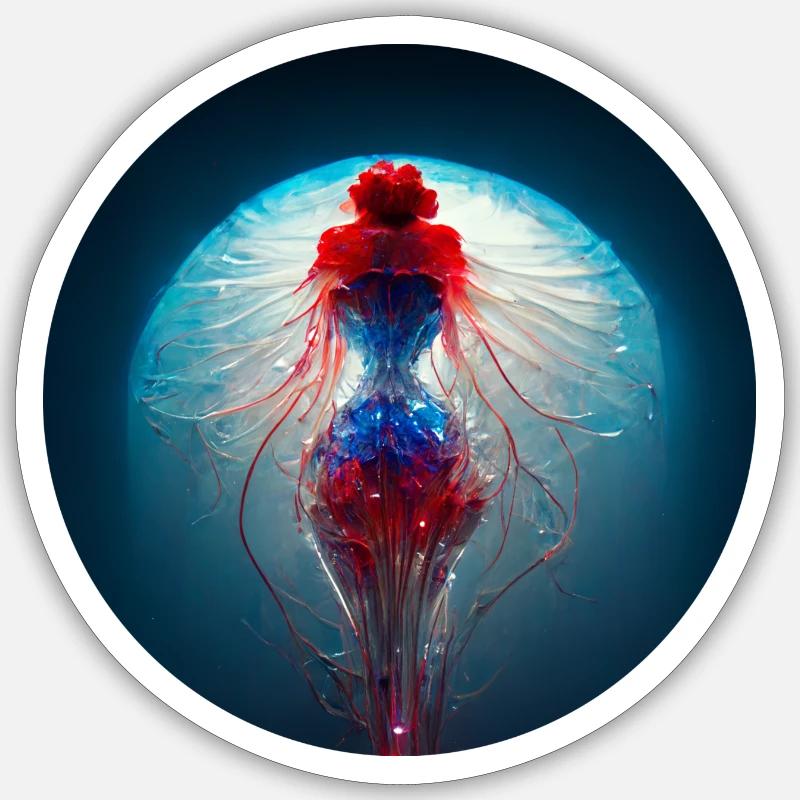 Méduses dans l’océan Sticker taille S (10 x 10 cm)