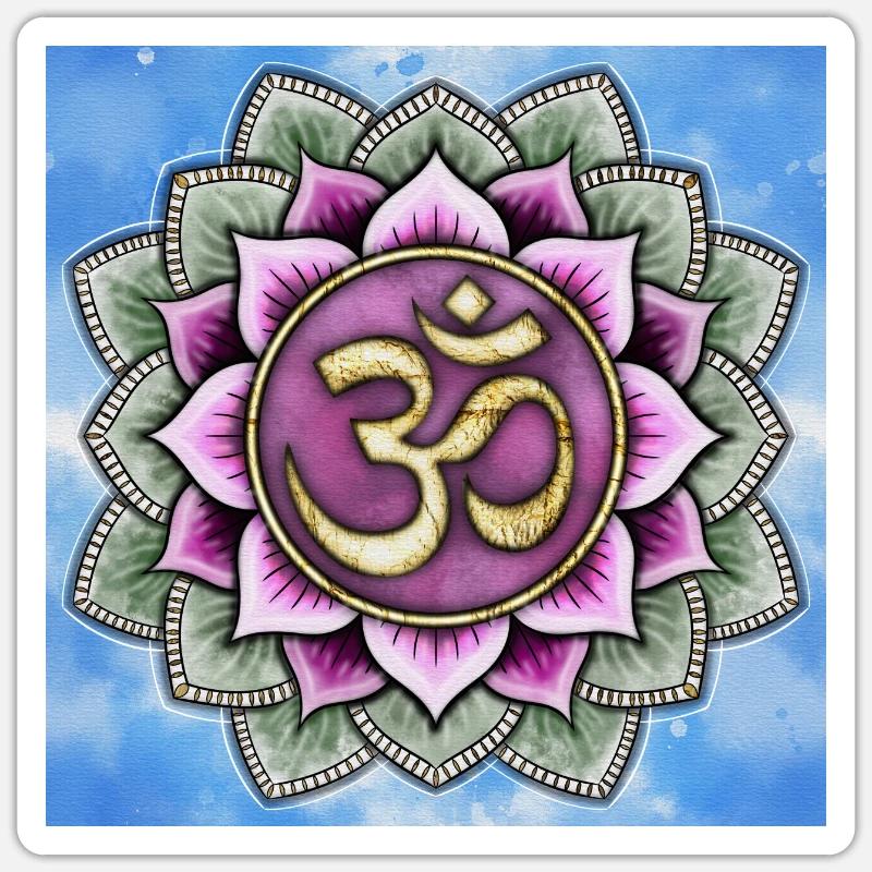 Signe Om en fleur de lotus - Sticker taille S (10 x 10 cm) - blanc mat