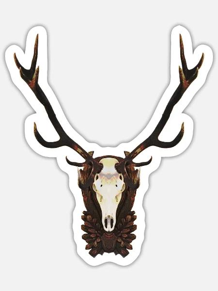 Geweih Hirsh - Sticker Größe S (10 x 10 cm) - Mattweiß