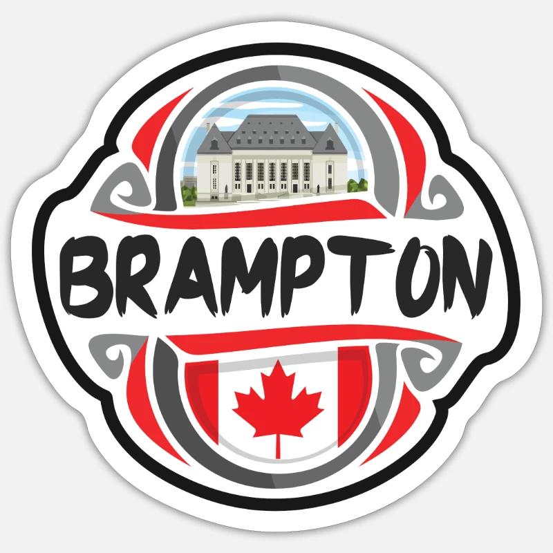 Brampton Kanada Flagge Abzeichen Reise Souvenir Stempel Sticker Größe S (10 x 10 cm)