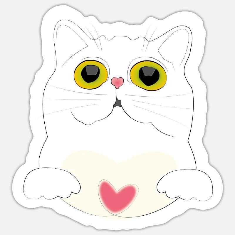 Katze - Sticker Größe S (10 x 10 cm) - Mattweiß