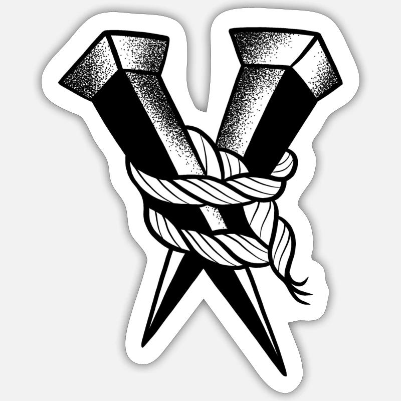 Double nail old school - Sticker size S (10 x 10 cm) - white matte
