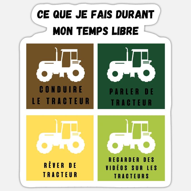 ce que je fais durant mon temps libre tracteur - Sticker taille S (10 x 10 cm) - blanc mat