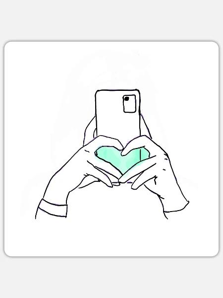 Digitale Liebe - Sticker Größe S (10 x 10 cm) - Mattweiß