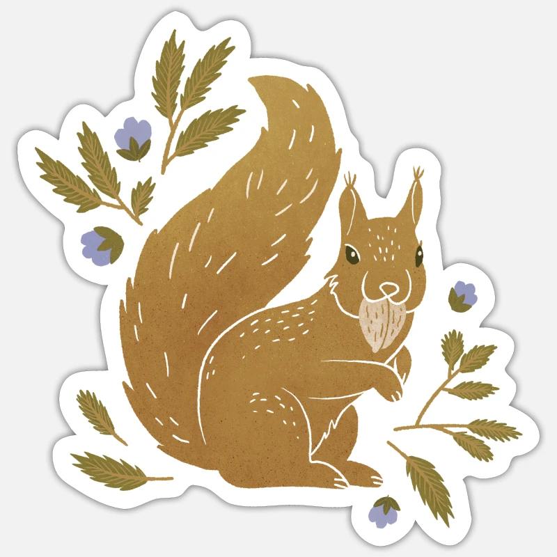 Wilde Tiere - Eichhörnchen - Sticker Größe S (10 x 10 cm) - Mattweiß