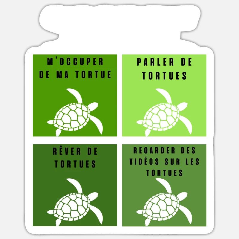 ce que je fais durant mon temps libre tortue - Sticker taille S (10 x 10 cm) - blanc mat