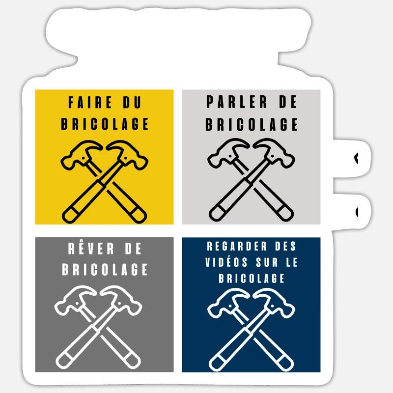 ce que je fais durant mon temps libre bricolage - Sticker taille S (10 x 10 cm) - blanc mat