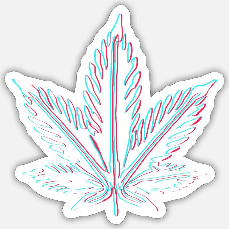 Feuille de cannabis Ganja - Sticker taille S (10 x 10 cm) - blanc mat