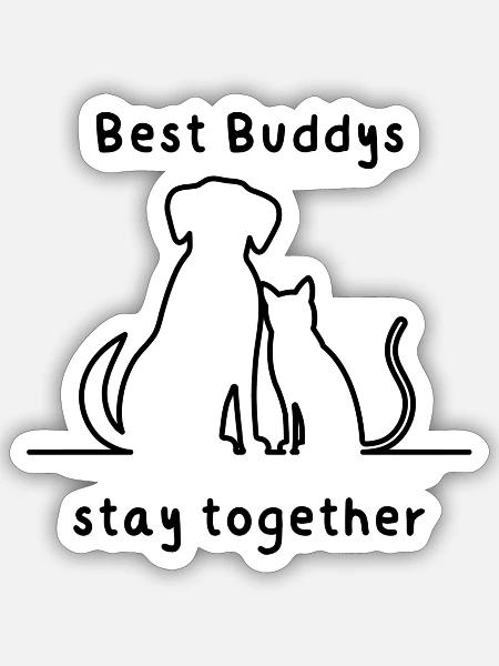 Best Buddys stay together - Sticker Größe S (10 x 10 cm) - Mattweiß
