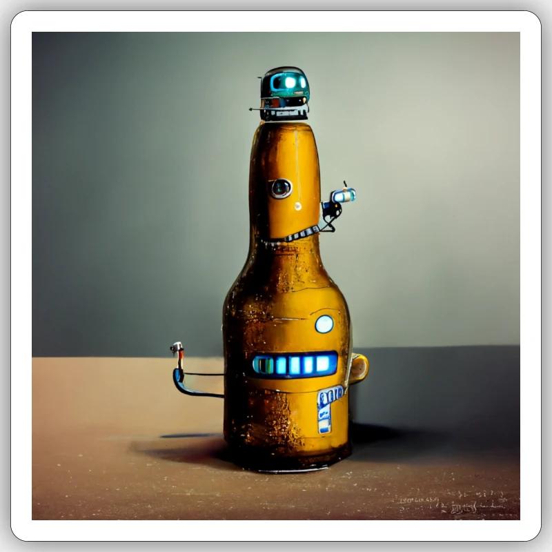 Robot Beer - Sticker size S (10 x 10 cm) - white matte