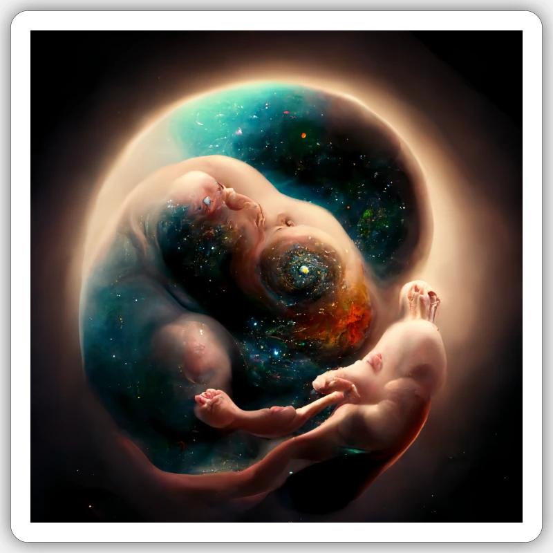 Geburt des Universums - Sticker Größe S (10 x 10 cm) - Mattweiß