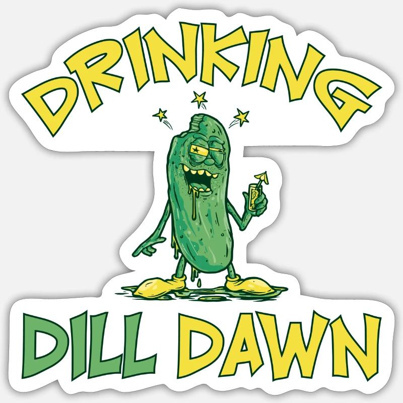 Boire de l’aneth Aube Ivre Concombre À l’aneth Concombre Sticker taille S (10 x 10 cm)