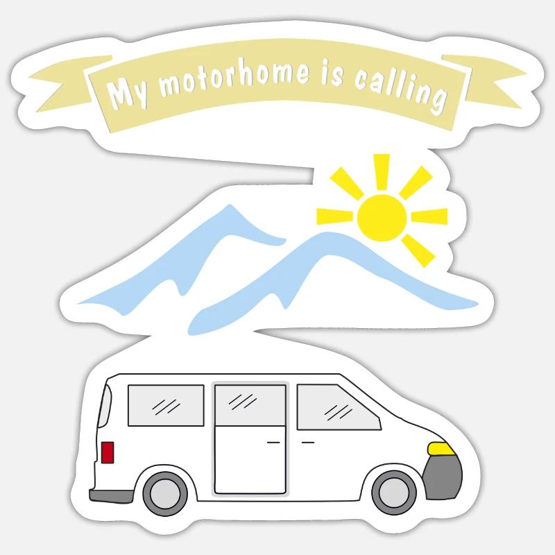 motorhome is calling - Sticker Größe S (10 x 10 cm) - Mattweiß