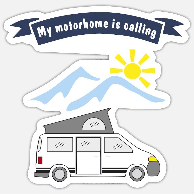 motorhome is calling - Sticker size S (10 x 10 cm) - white matte