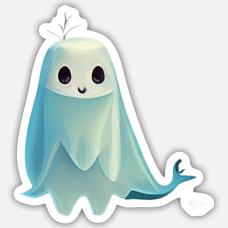 Cute Ghost - Sticker Größe S (10 x 10 cm) - Mattweiß