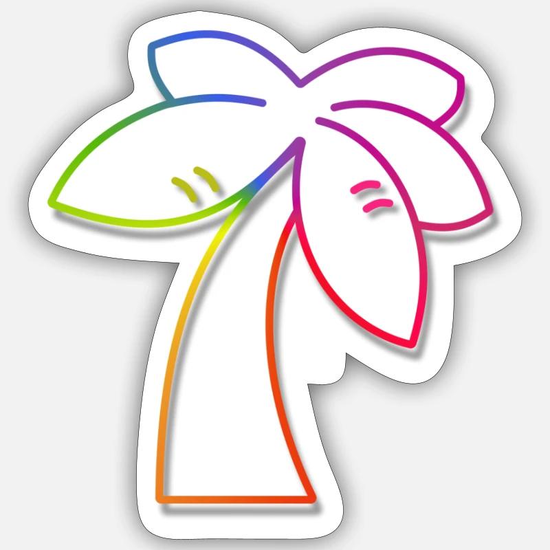 Rainbow Palm Tree - Sticker size S (10 x 10 cm) - white matte