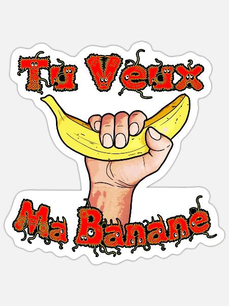 Du willst meine Banane - Sticker Größe S (10 x 10 cm) - Mattweiß