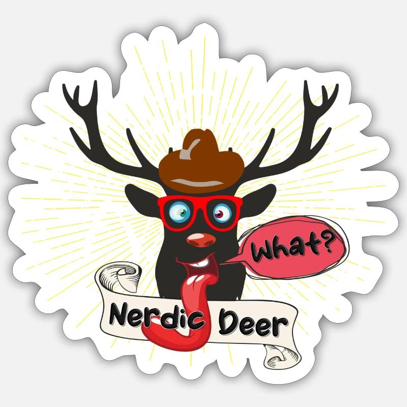 Nerdic Deer Sticker Größe S (10 x 10 cm)