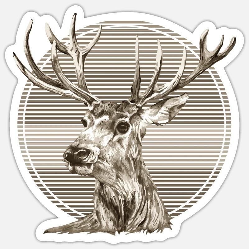 Cerf - Sticker taille S (10 x 10 cm) - blanc mat