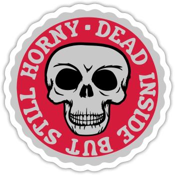 mort à l’intérieur mais corné - Sticker taille S (10 x 10 cm) - blanc mat - Devant